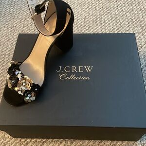 J. Crew Collection strappy suede sandals with sequined flowers. Size 6.5.